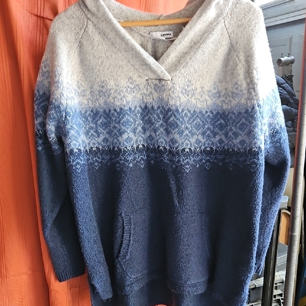 Sonoma Navy and White Knit Hoodie